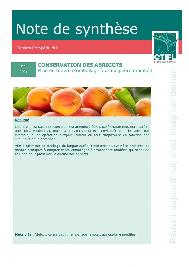 Conservation des abricots : mise en œuvre d’emballage à atmosphère modifiée