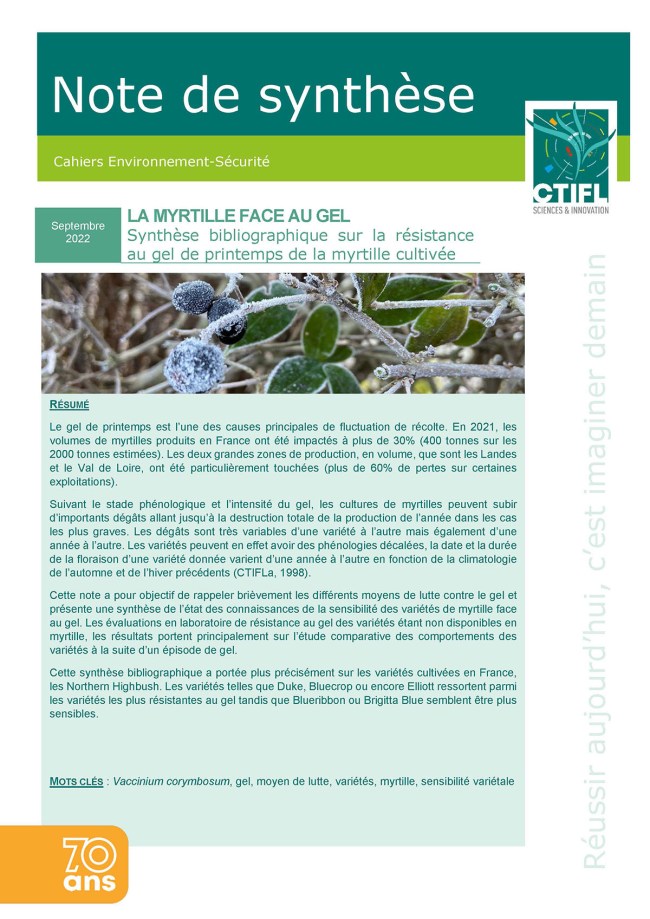 La myrtille face au gel : synthèse bibliographique sur la résistance au gel de printemps de la myrtille cultivée