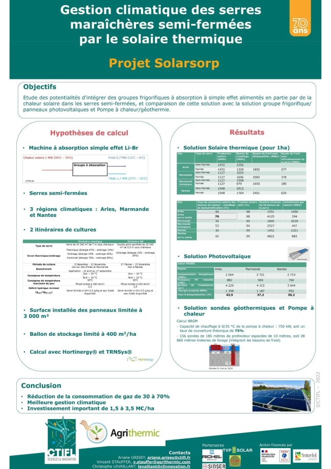 Atelier 3 - Poster - Gestion climatique des serres maraîchères semi-fermées par le solaire thermique. Projet Solarsorp