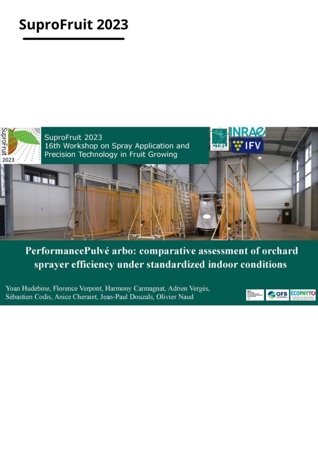 Performance Pulvé arbo : comparative assessment of orchard sprayer efficiency under standardized indoor conditions Performance Pulvé arbo : comparative assessment of orchard sprayer efficiency under standardized indoor conditions