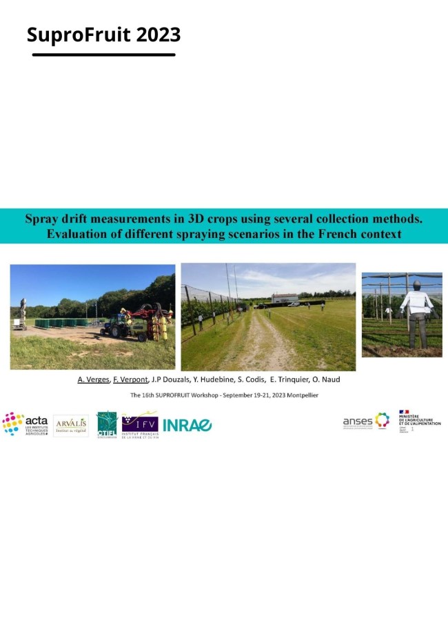 Spray drift measurements in 3D crops using several collection methods. Evaluation of different spraying scenarios in the French context
