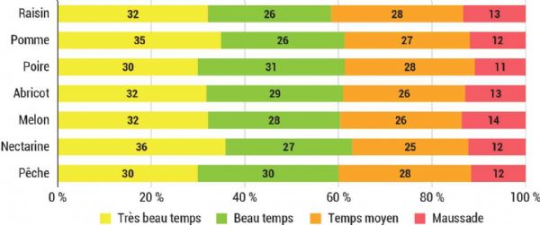 Figure 10 : Pourcentage d'acheteurs en fonction des températures, moyenne 2021/2022/2023