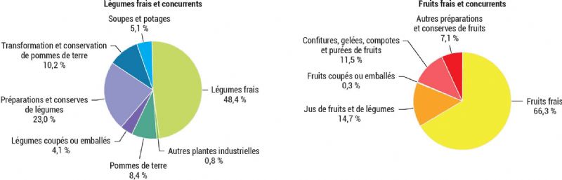 Figure 3 : Répartition de la valeur liées à la consommation des fruits et légumes frais et des produits Figure 3 : Répartition de la valeur liées à la consommation des fruits et légumes frais et des produits