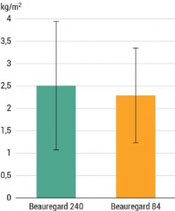 Figure 7 : Comparaison des rendements pour la variété Beauregard en fonction du nombre de plant par plaque en 2023 Figure 7 : Comparaison des rendements pour la variété Beauregard en fonction du nombre de plant par plaque en 2023