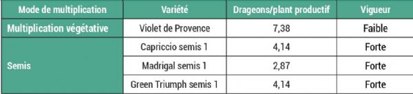 Figure 6 : Nombre de repousses par plante selon les variétés (exemple sur un essai, 2022, Caté)
