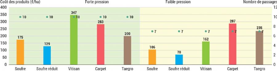 Figure 4 : Bilan économique : faible pression ; CTIFL 2023 et forte : CA84 2024
