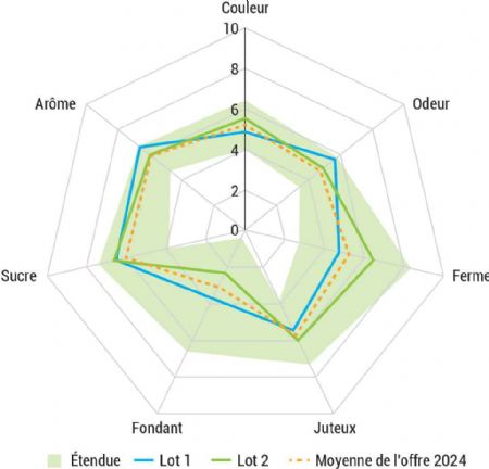 Figure 4 : Caractérisation sensorielle des deux lots de melons proposés à la dégustation